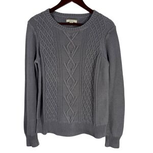 G.H. Bass & Co Blue Cable Knit Sweater‎ Size L Cotton Blend Classic Crew neck